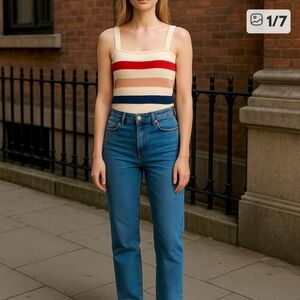 Moon & Madison Sleeveless Striped Sweater Tank